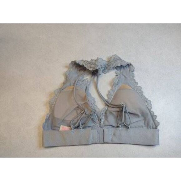 Victoria's Secret PINK size S Gray Lace Halter Strappy Bralette Bra - Picture 2 of 4